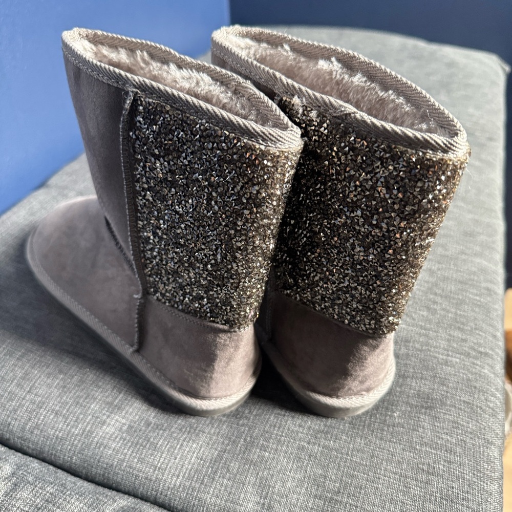 Justice Gray Glitter Kids Boots